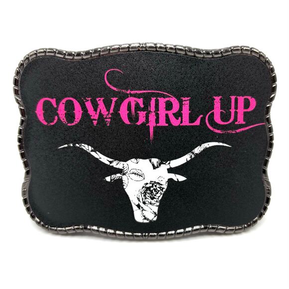 Cowgirl Up Wallet Buckle for Belts Card ID Holder Western Rodeo Black Pink Boho